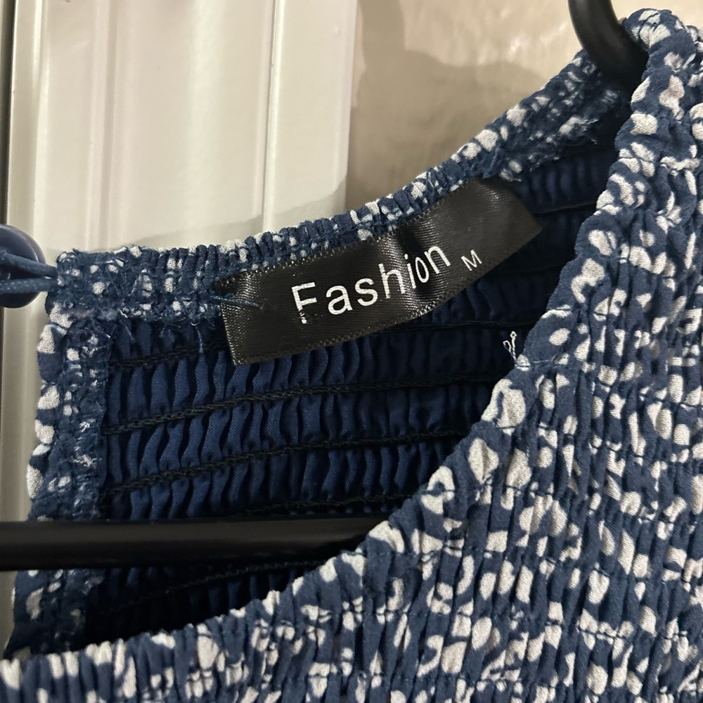 Fashion Brand Company Blue and White Maxi Dress